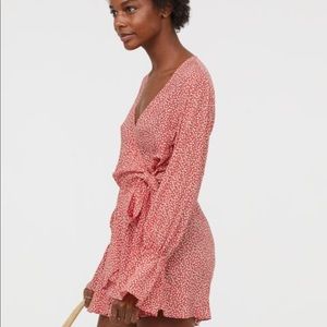 H&M Red Floral Jumpsuit with Ruffle Hem